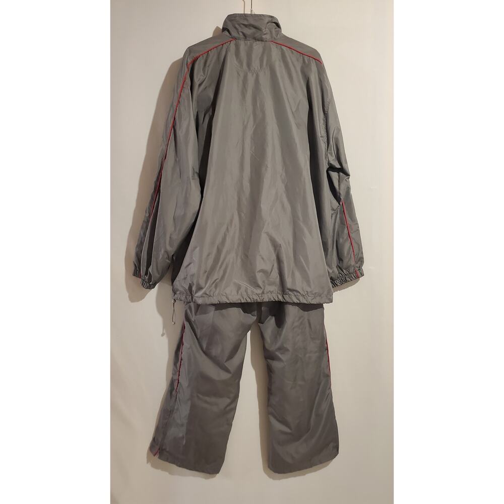 Pony Vtg Y2K 2 Piece Track Suit Windbreaker Jacket Pants Mens Size XXL Gray Red - Picture 2 of 16